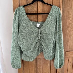 H&M Green Floral Blouse, size XL